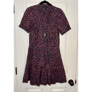Marc by‎ Marc Jacobs Floral Print Button Down Shirt Purple Dress Size 2